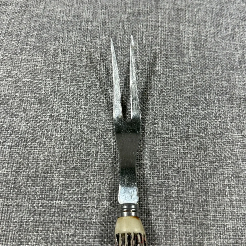 VTG Meat Roast Carving Fork Japan Stag Handle Stainless Steel Rustic Kitchen